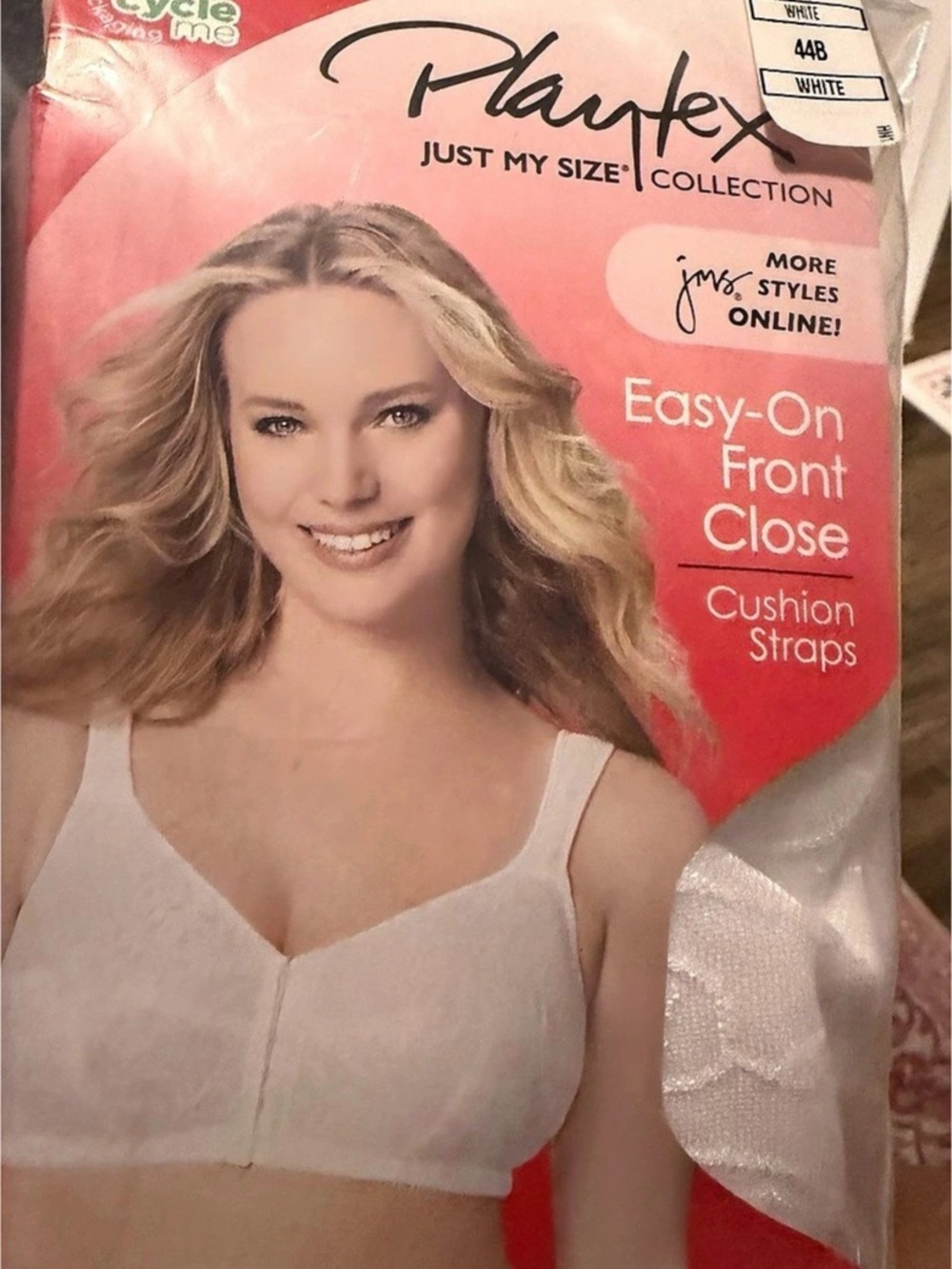 Playtex Just My Size Collection Easy-On Front Close Front Close Bra White 44B